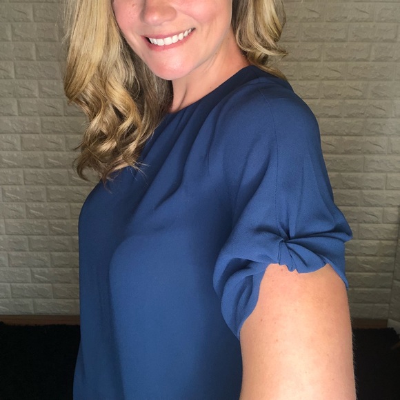 Naked Zebra Navy Blue Blouse with Gold Zipper - Picture 5 of 5